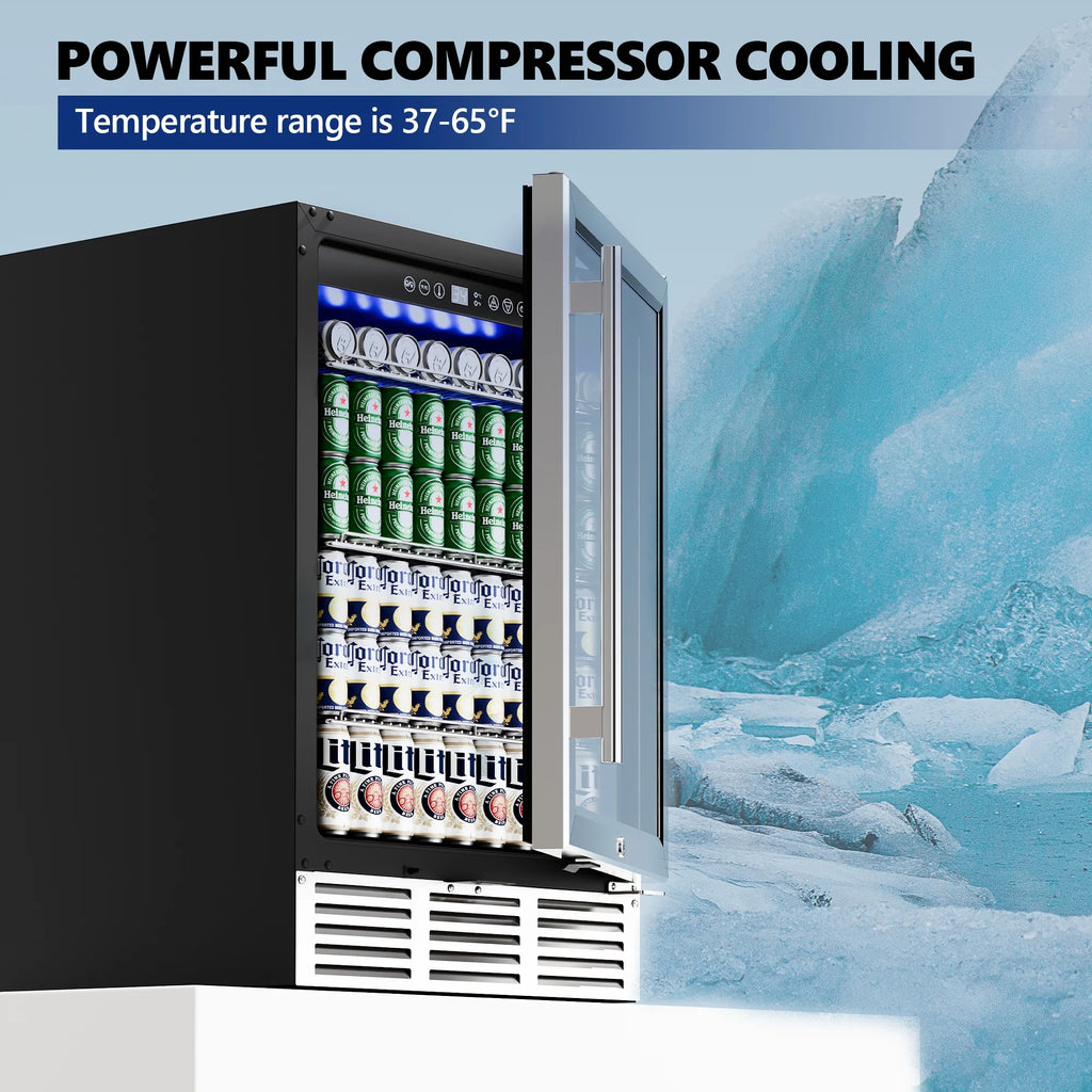 15 Beverage Cooler 32 Bottle Wine Fridge Glass Door F136653
