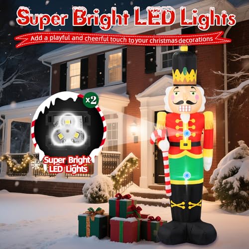 8FT Christmas Inflatable Nutcracker Soldier with Built-in LEDs Y9116