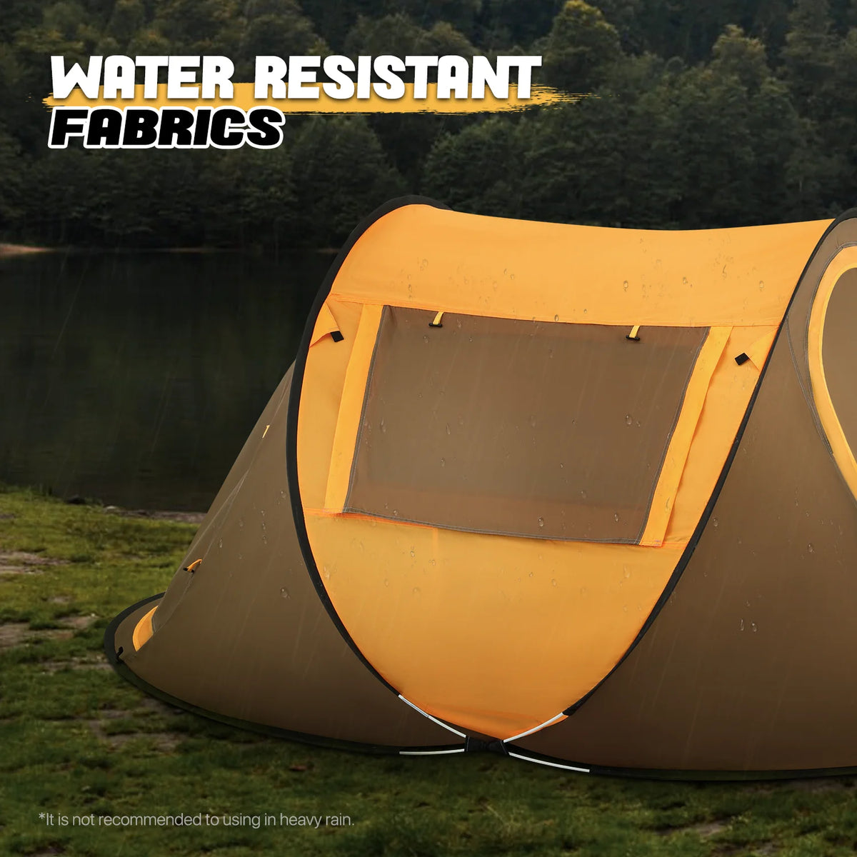 Yellow 3 Person Pop Up Tent with Carry Bag W275815