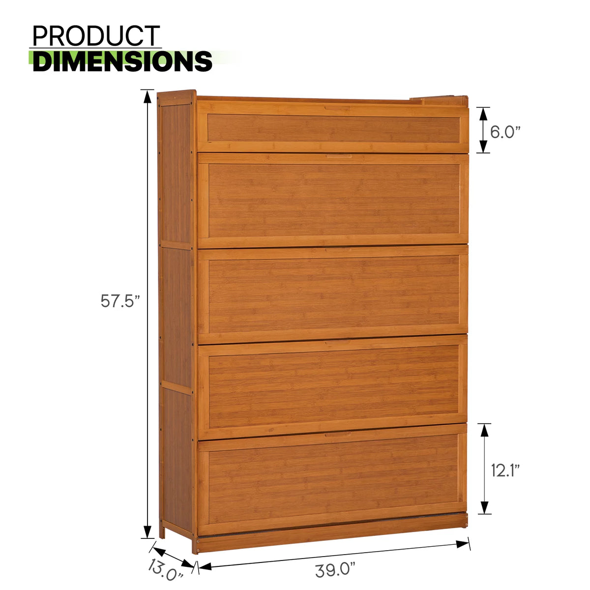 Bamboo 9 Tier Shoe Organizer Cabinet with Door I828