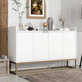 White Wooden Storage Cabinet with Metal Legs and Adjustable Shelves N6733