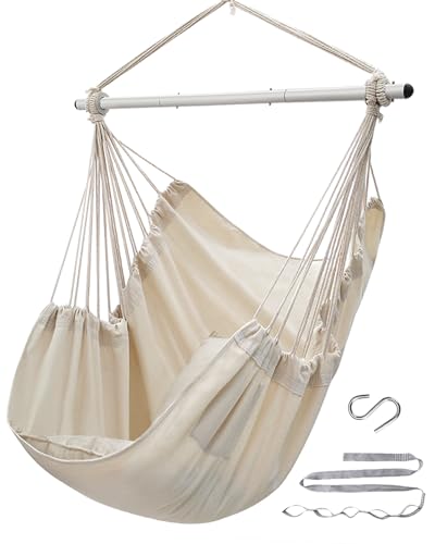 Hammock Chair Swing with Anti-Slip Steel Spread Bar and 2 Cushions N17988