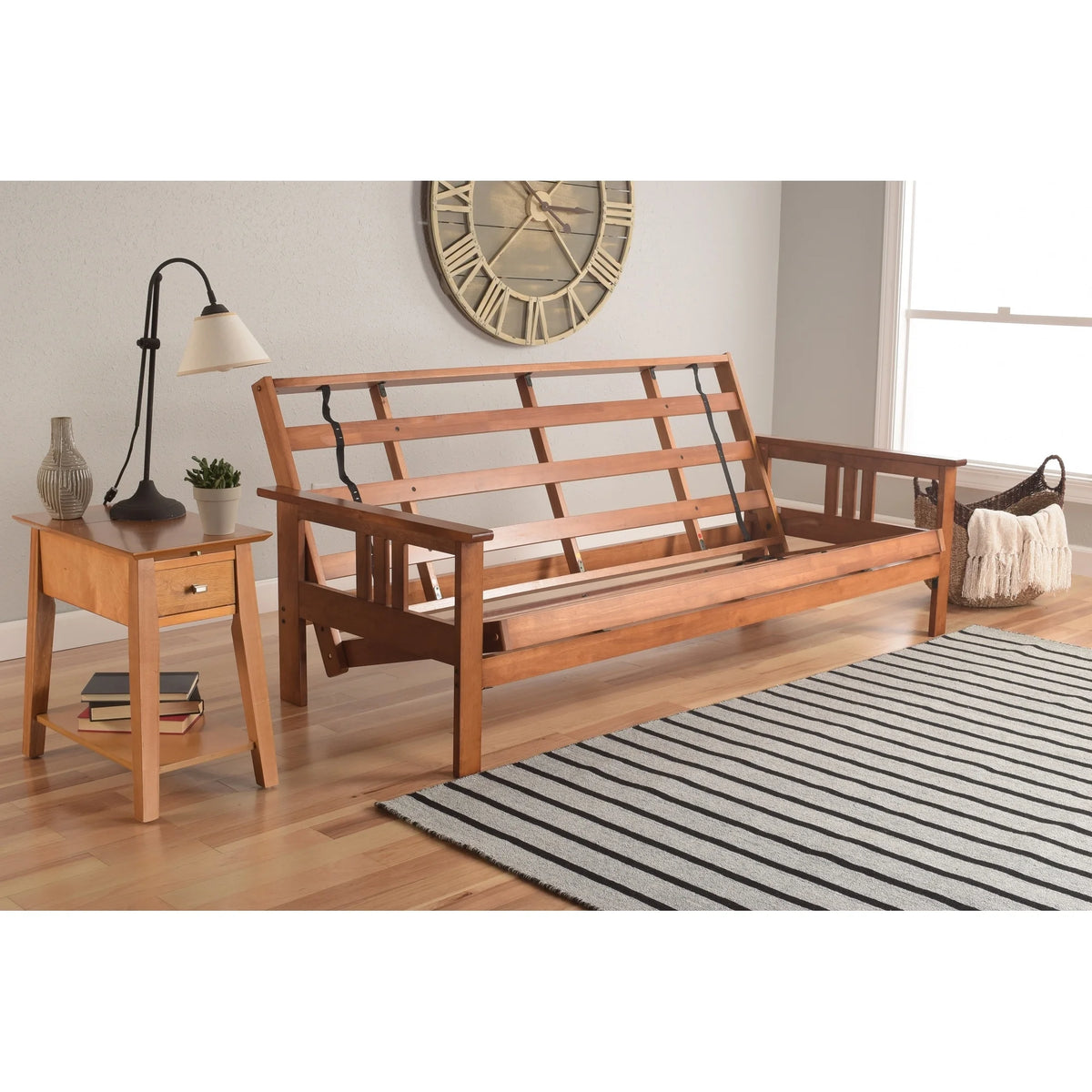 Wood Futon with Gray Mattress R696164