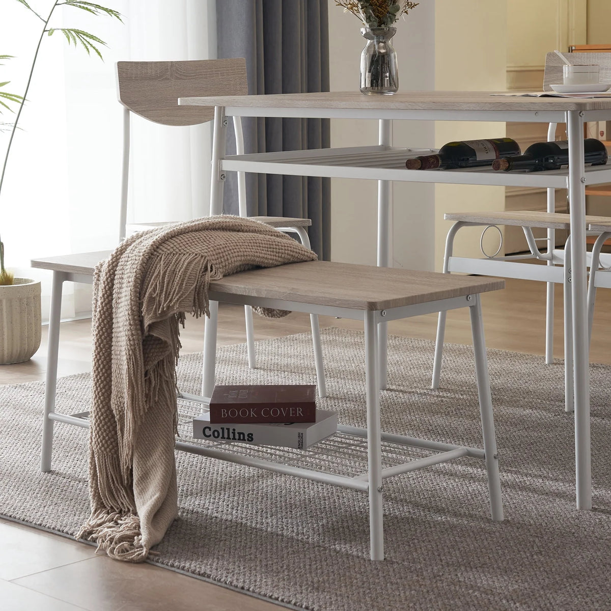 6-Piece Dining Room Set with 4 Chairs and 1 Bench T10160