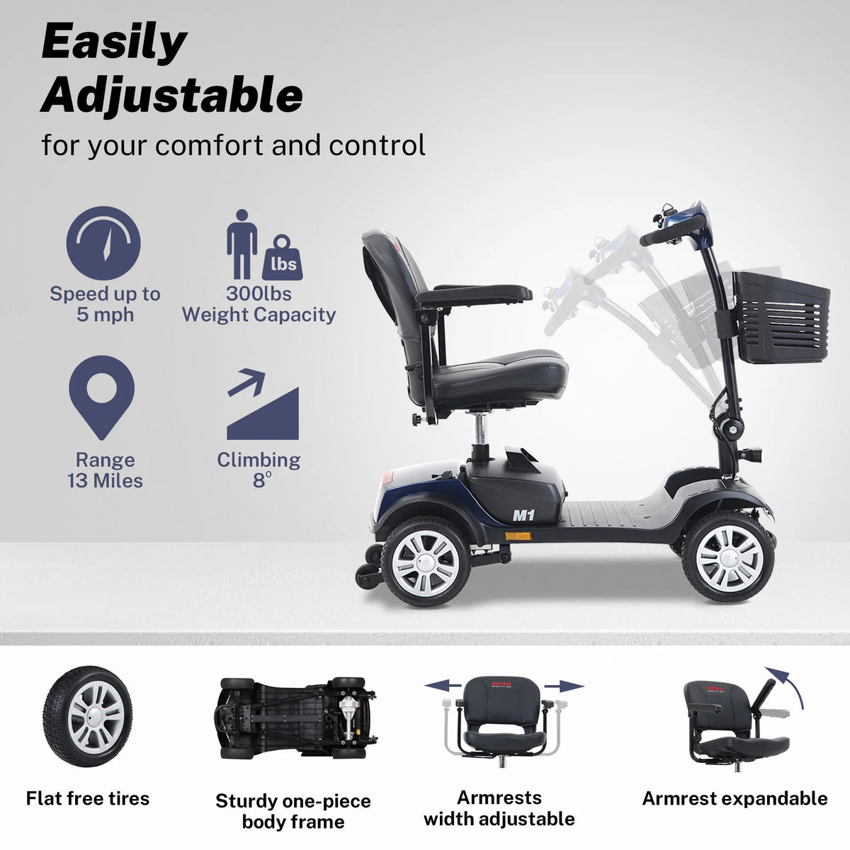 Blue 4 Wheel Mobility Scooter R4709