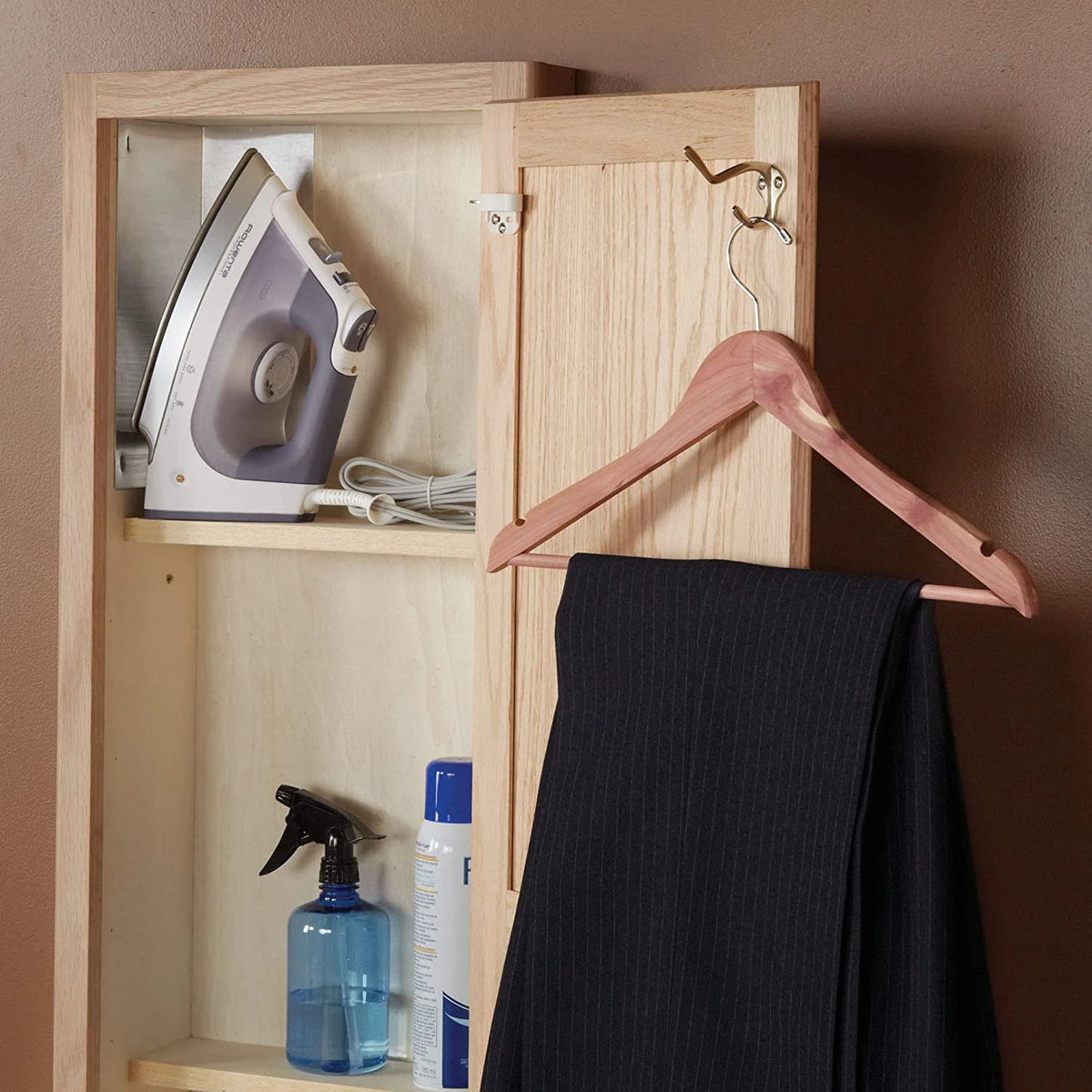 Recessed Ironing Board Cabinet with Storage Shelves B725701