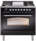 36 Dual Fuel Natural Gas Range Glossy Black Chrome Trim B400103