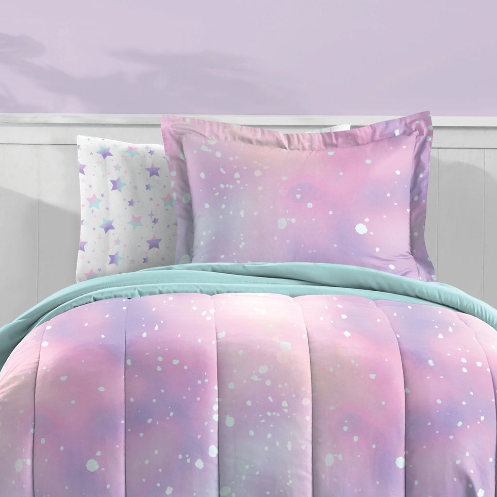 Full 7 Piece Pink Polyester Microfiber Comforter Set W83500