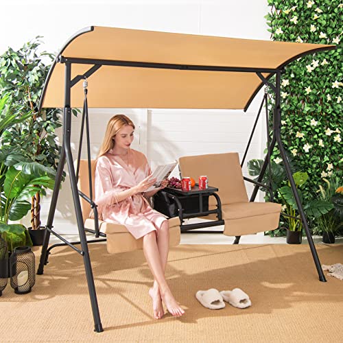 2 Person Porch Swing with Canopy and Cushions H946