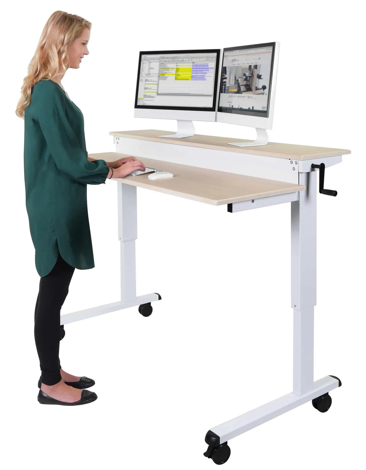 60" Two-tier Crank Adjustable Sit to Stand Desk K3779