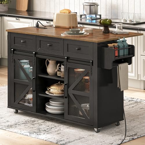 White Rolling Kitchen Island with Storage F717185