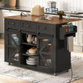 White Rolling Kitchen Island with Storage F717185