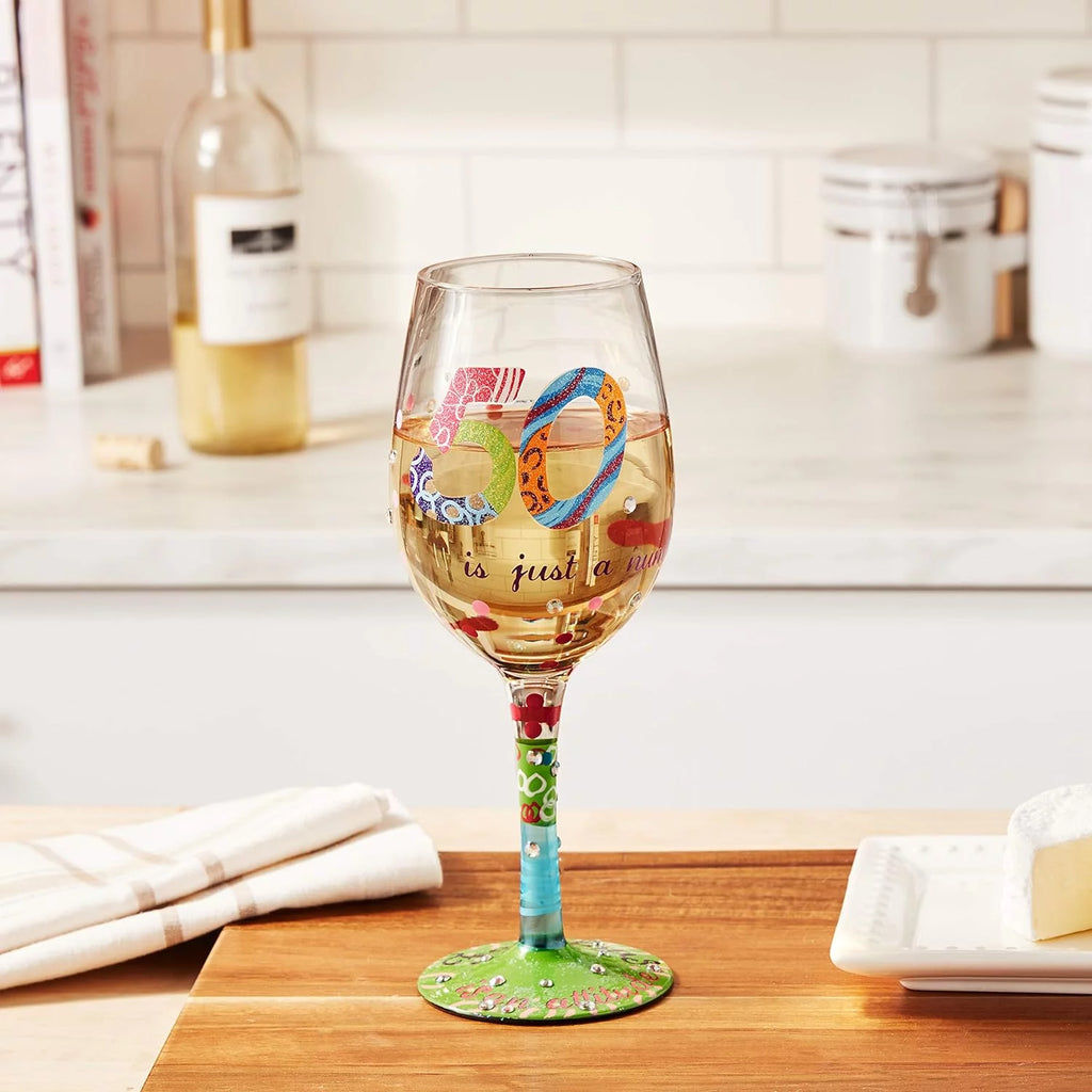 Hand-Painted Artisan Wine Glass 15 Oz J6253