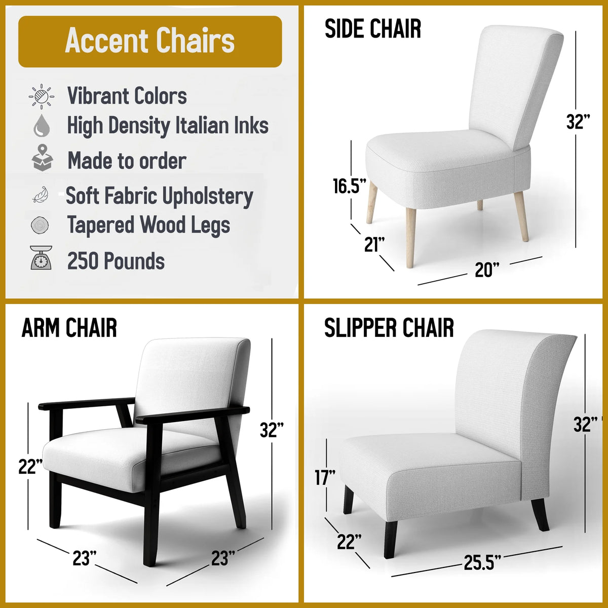Gold Upholstered Accent Chair O136