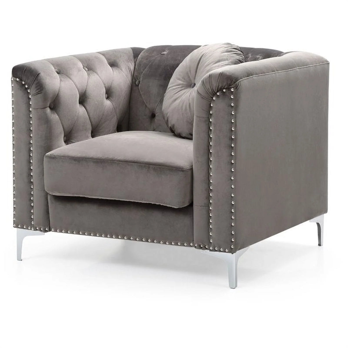 Velvet Sofa Chaise and Chair 2-Piece Set Dark Gray V284