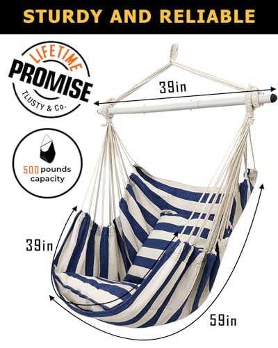 Hammock Chair Swing with Anti-Slip Steel Spread Bar and 2 Cushions N17988