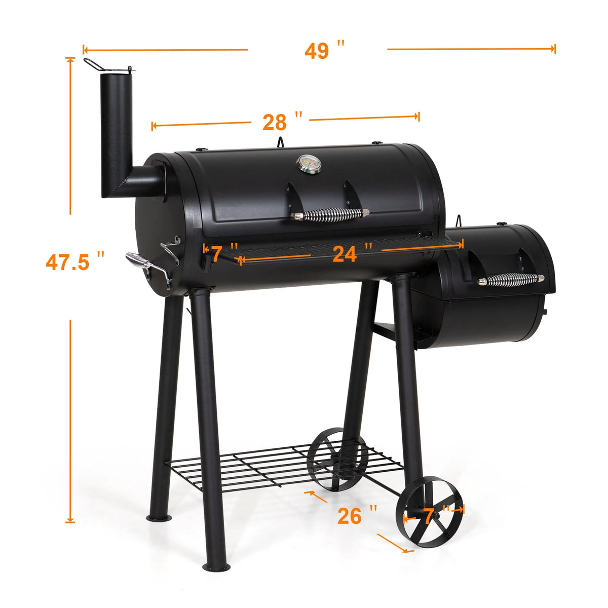 Portable Charcoal Grill with Offset Smoker Y94612