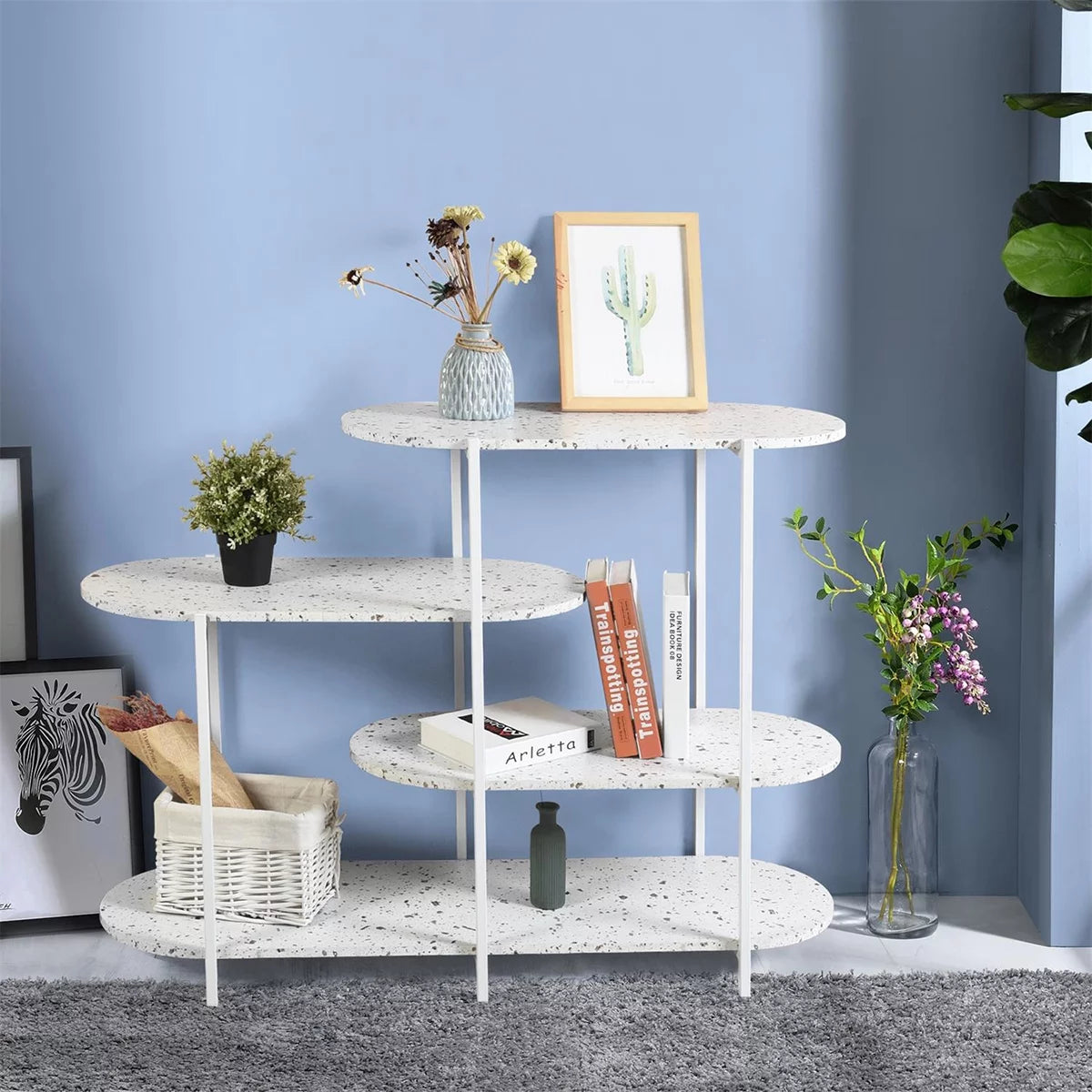 4-Tier Marble White Storage Shelf Z67956