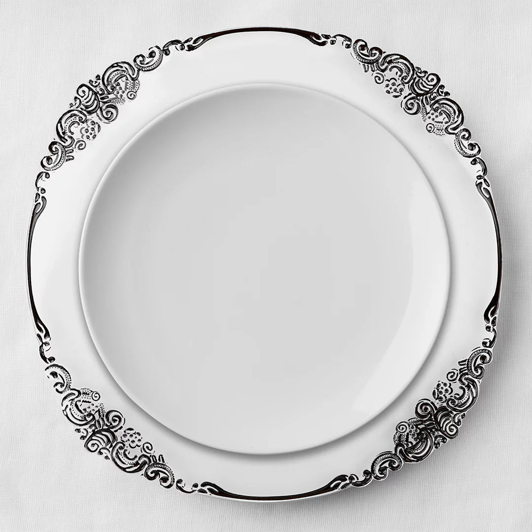 Clear Acrylic Charger Plates with Black Rim Set of 4 J67361