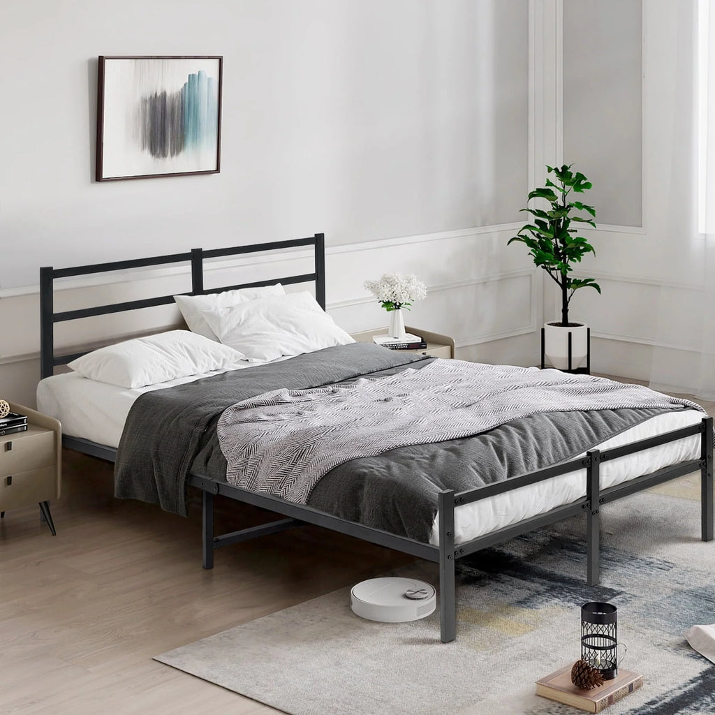 King 14 Inch Metal Bed Frame with Headboard and Footboard V247