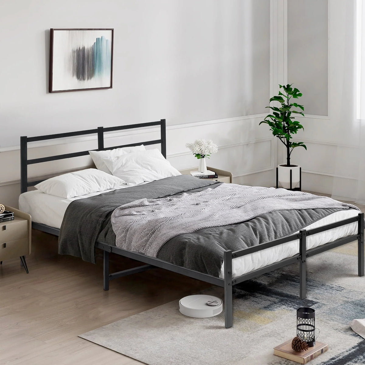 King 14 Inch Metal Bed Frame with Headboard and Footboard V247