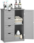 Grey Wooden Bathroom Floor Cabinet with 1 Cupboard and 4 Drawers E301