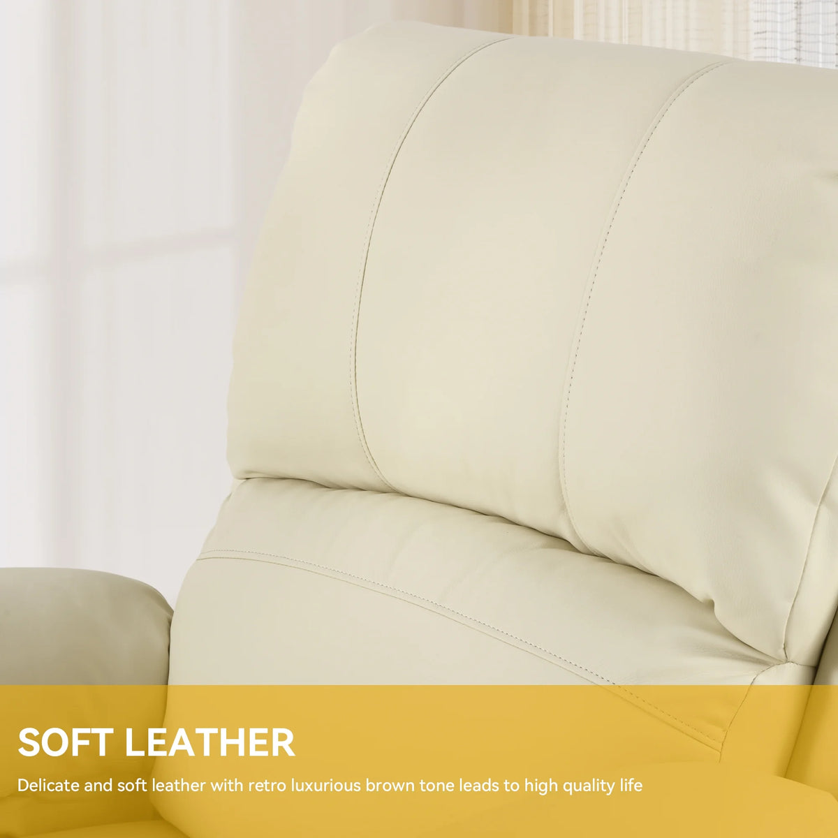 Beige Leather Swivel Glider Rocker Recliner F820