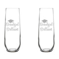 Set of 2 Glass Champagne Flutes 8.5 oz Stemless X821