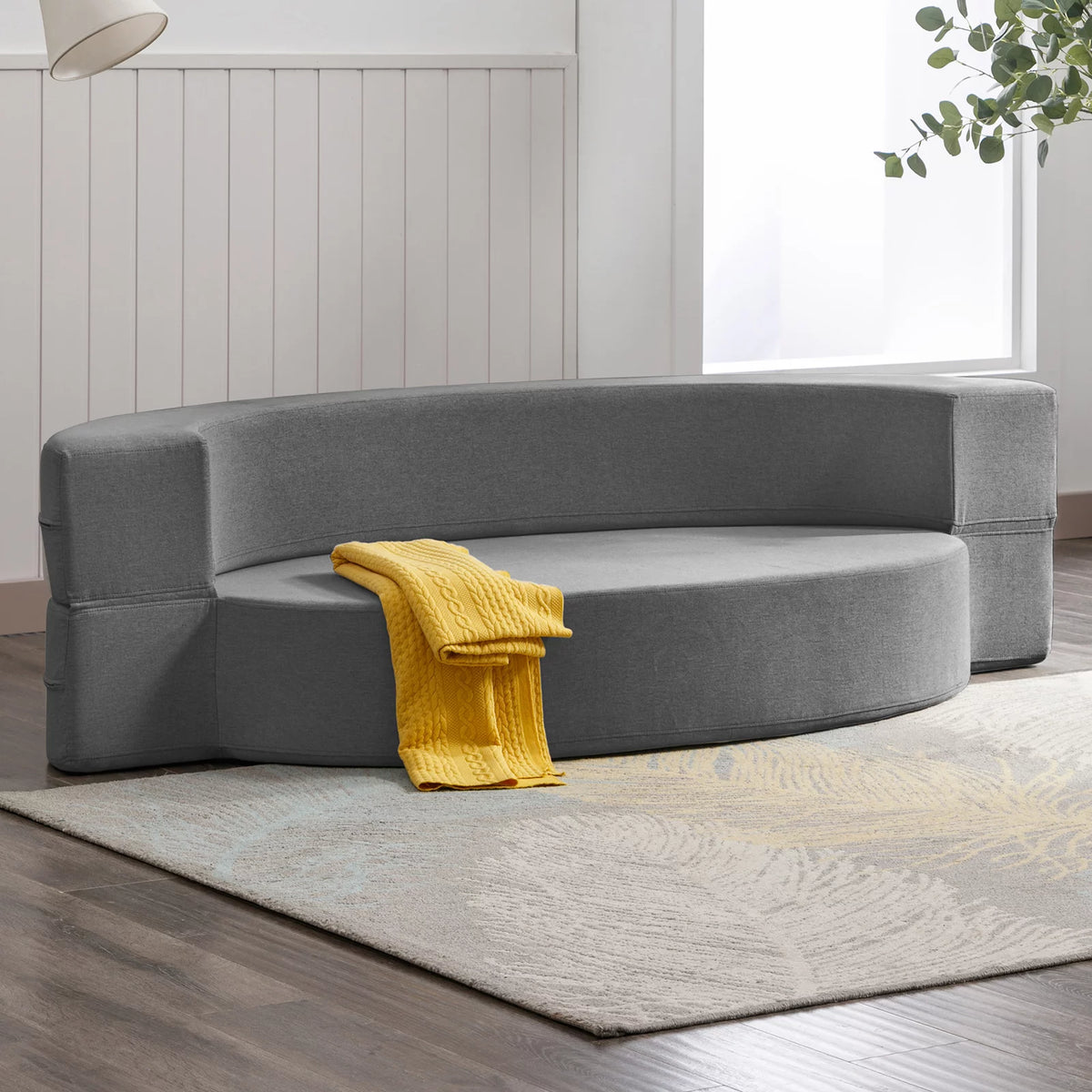 Folding Sofa Bed Linen Upholstery Dark Gray D223