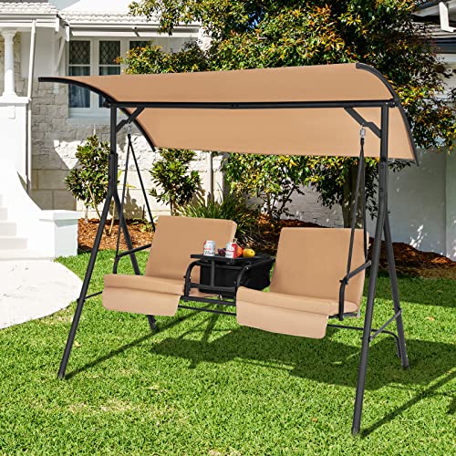 2 Person Porch Swing with Canopy and Cushions H946
