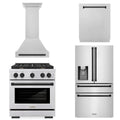 30 In. Gas Range, Range Hood, Refrigerator, and Dishwasher in Stainless Steel L955