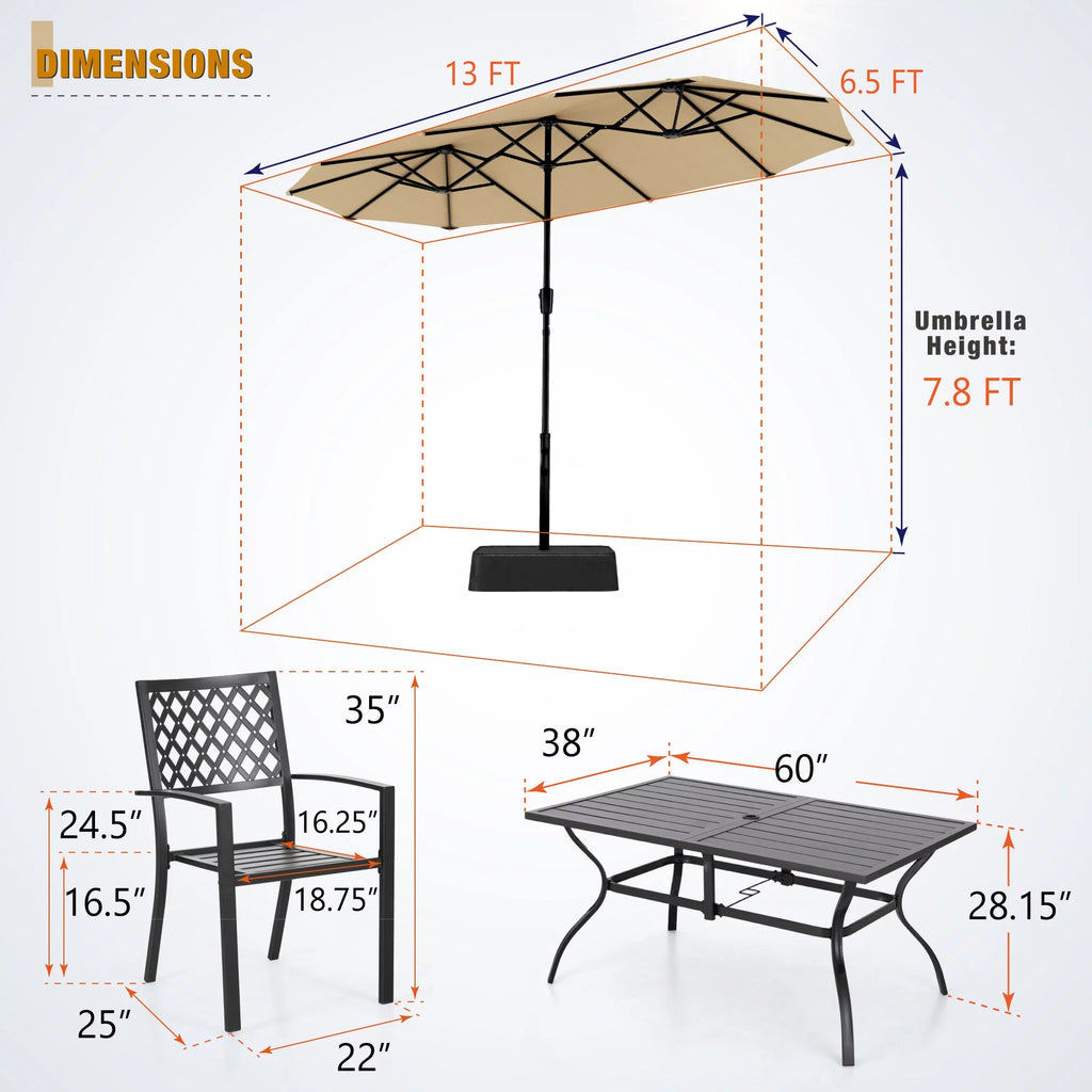 8-Piece Outdoor Dining Set with Beige Umbrella H775362