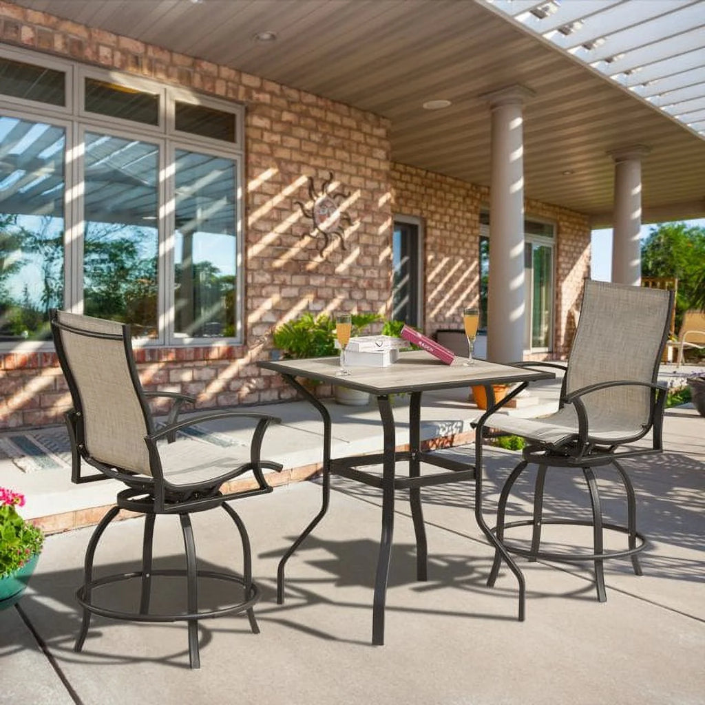 3 Piece Swivel Bar Stools and Table Patio Bistro Set O515947