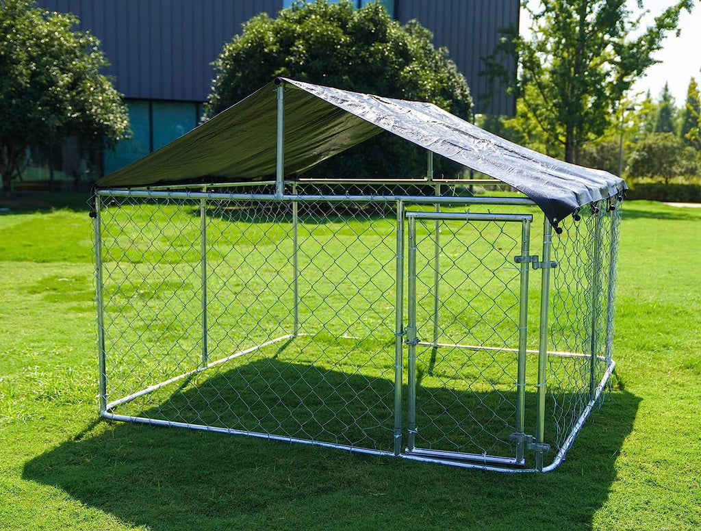 Outdoor Dog Kennel with Black UV & Water Resistant Cover W2010