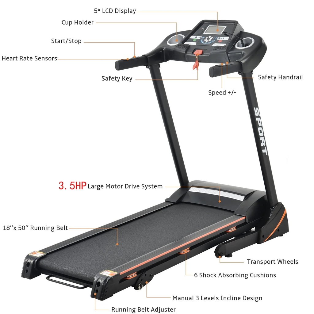 3.5 HP Folding Treadmill 330 LB Capacity N290747