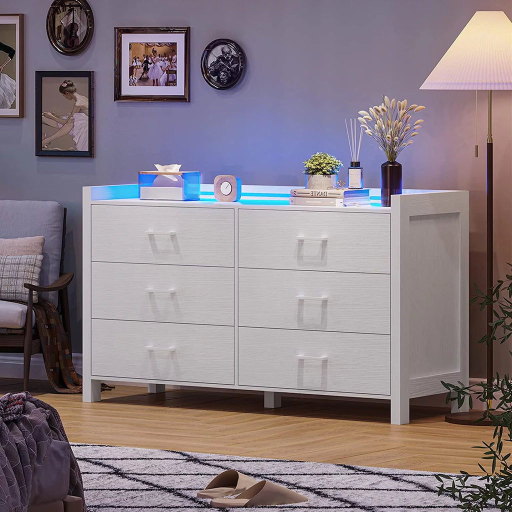 White 6 Drawer Wooden Dresser I5227