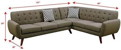 Grey Polyfiber Linen-Like Fabric Sectional Sofa Set G795743