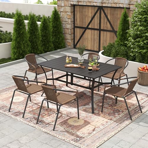 Black Wicker Stackable Dining Chairs Set of 6 O681953