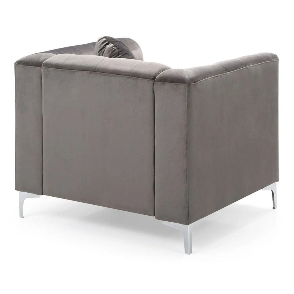 Velvet Sofa Chaise and Chair 2-Piece Set Dark Gray V284
