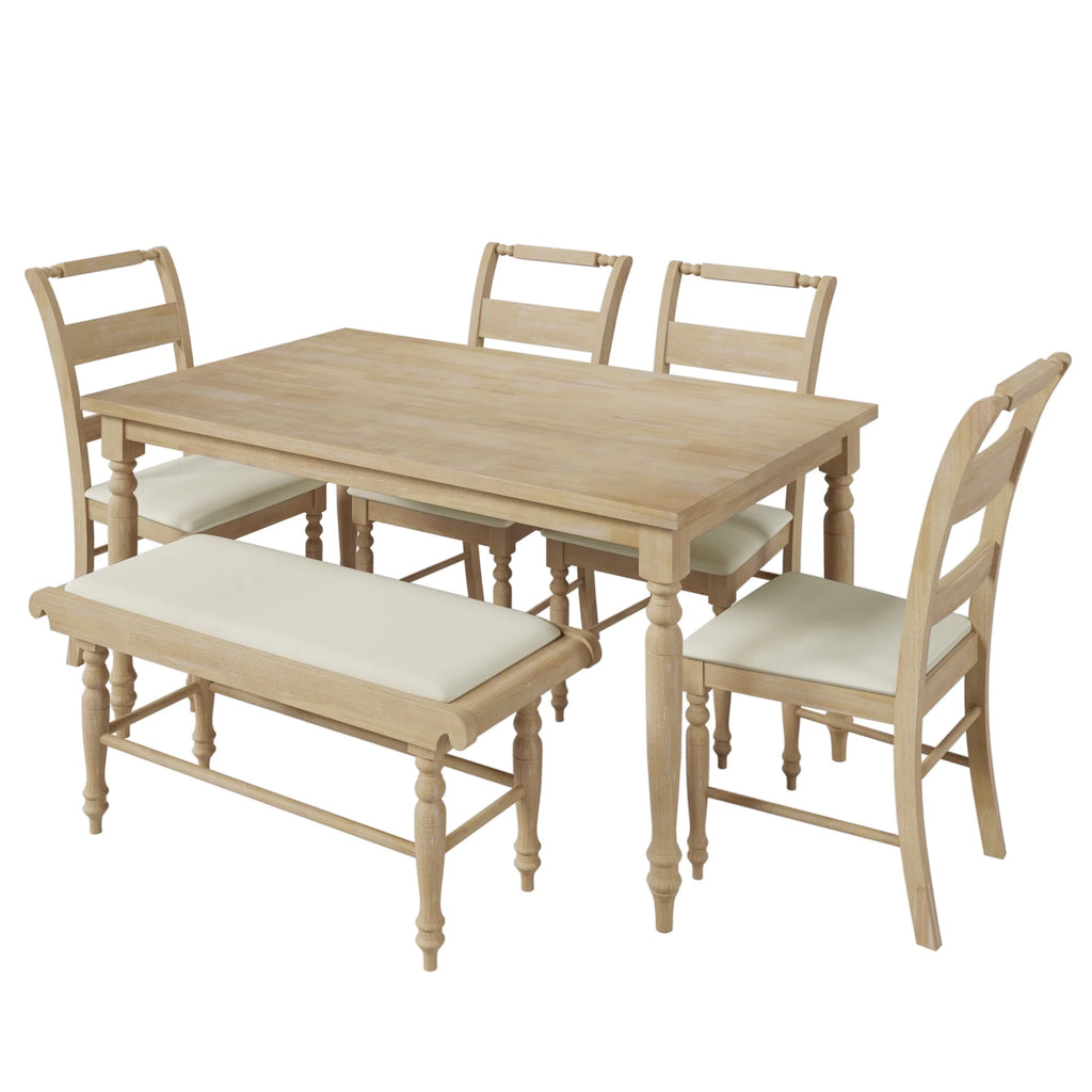 6-Piece Dining Set with Upholstered Chairs and Bench X99445